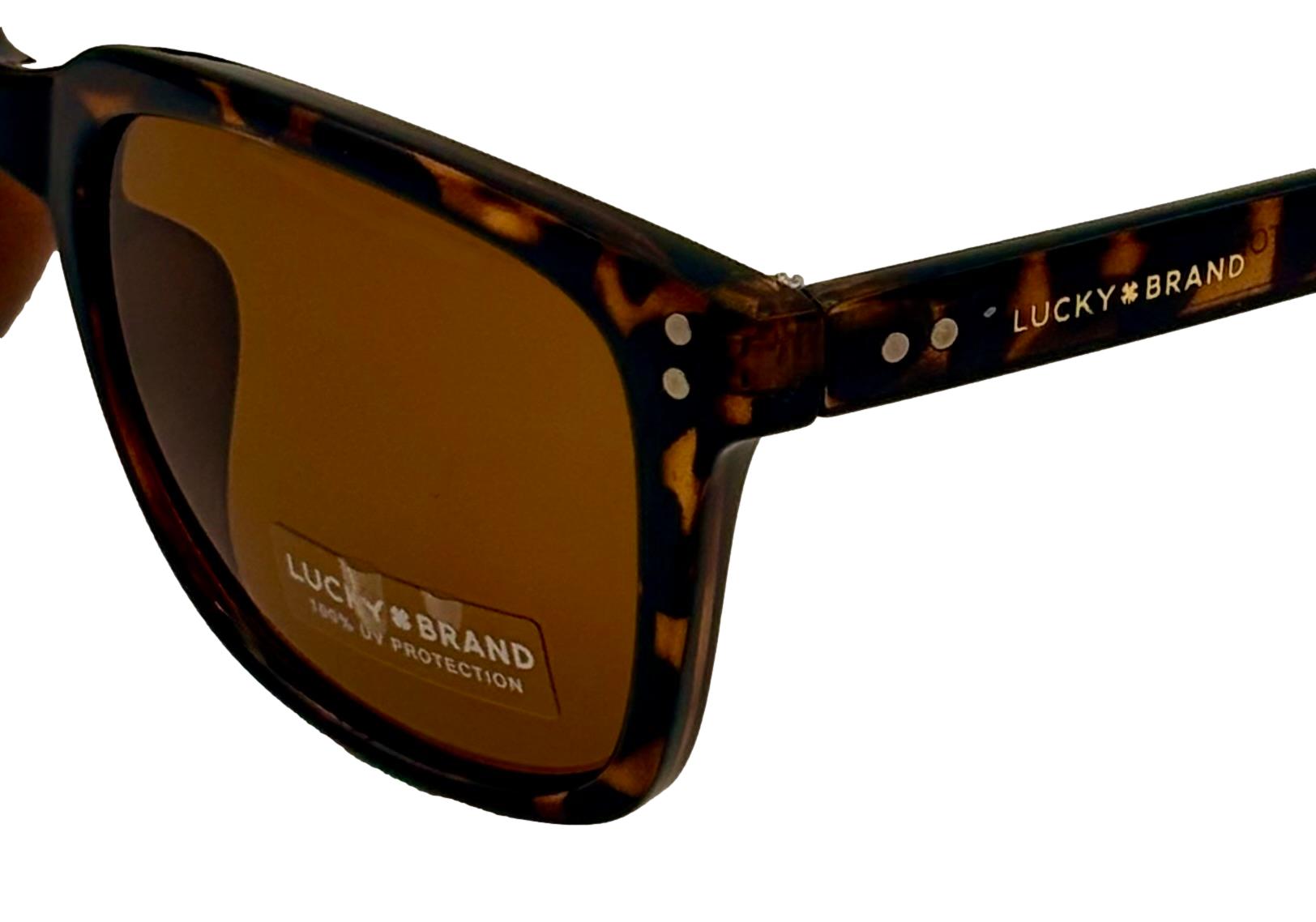 Lucky Brand Mens Tortoise Plastic Rectangle Sunglass, Brown Lens D941