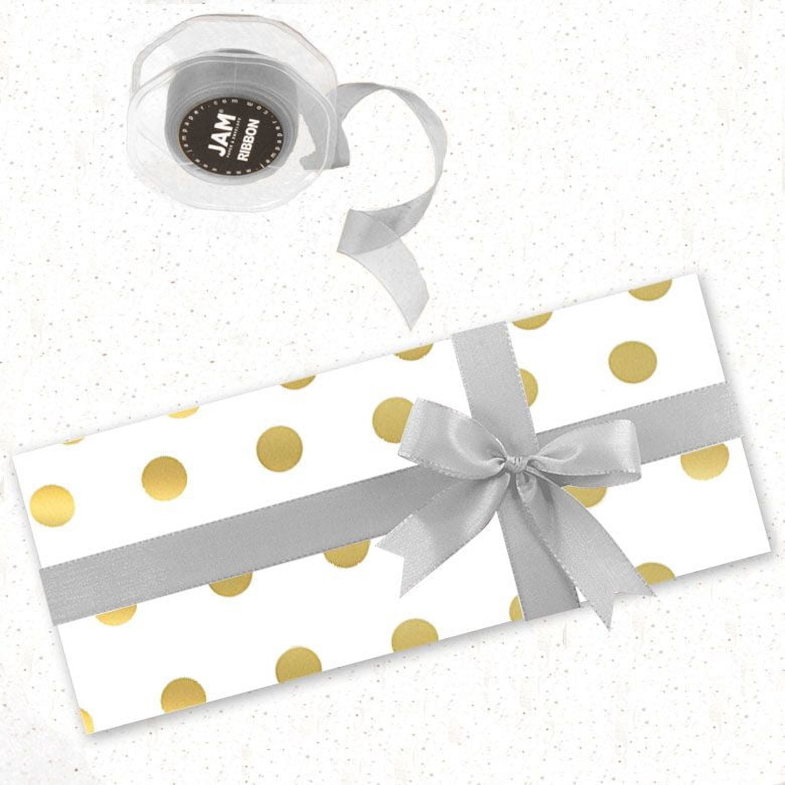 JAM Paper Polka Dot Wrapping Paper, 50 Sq. ft Total White with Gold Foil Dots, 2 per Pack