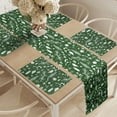 thumbnail image 2 of Ambesonne Woodsy Table Runner & Placemats, Leaves Twigs Beatles, Placemat 4 pcs + Runner 12"x72", Dark Forest Green White, 2 of 2