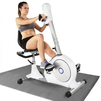 Velocity Exercise Dual Motion Recumbent Exercise Bike and Equipment Mat Combo