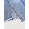 thumbnail image 4 of Womens Light Wash Denim Skirt With Front Slit And Asymmetrical Hem, 4 of 10