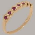 thumbnail image 2 of LBG British Made 9k Rose Gold Genuine Natural Ruby Womens Eternity Ring - 33 size options - Size 5.5, 2 of 9