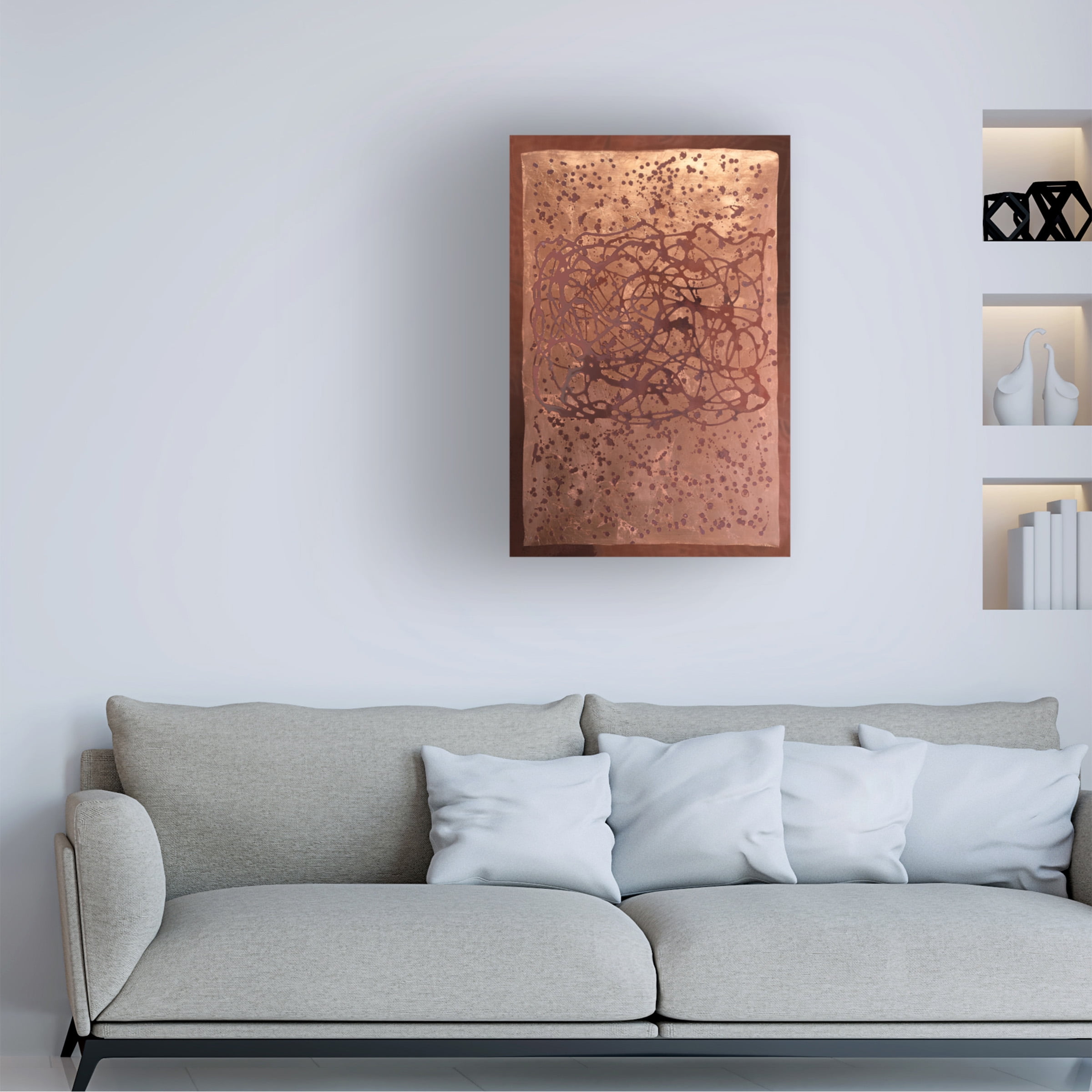 Canvas Wall Art - Vanna Lam 'Graffiti in Copper II' Wall Art for Living Room, Bedroom, or Office Décor by Trademark Fine Art - 22 x 32 Inches - 22x32