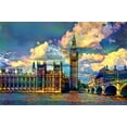 thumbnail image 2 of Gavidia, Pedro 24x17 Black Ornate Wood Framed with Double Matting Museum Art Print Titled - London England Big Ben and Parliament, 2 of 4