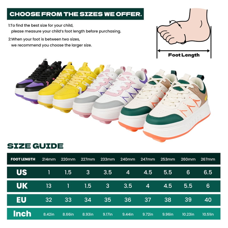 KOFUBOKE Roller Skate Shoes & Unisex Sneakers with 4 Wheels for Outdoor Sports Activities