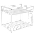 thumbnail image 4 of Kumix Bunk Bed Full over Full, Low Bunk Bed with Guardrails and Built-in Ladder, Metal Bunk Bed for Kids Teens, Floor Full Bunk Beds for Bedroom, Dom, Noise Free, White, 4 of 6