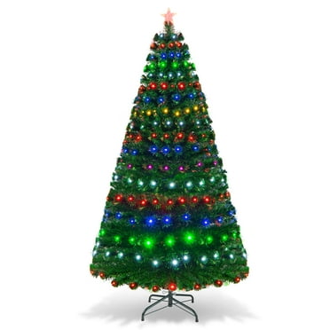Topbuy Multi-color Prelit LED Green Full Christmas Tree, with Lights 7'
