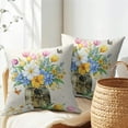 thumbnail image 5 of Spring Floral Butterflies Throw Pillow Covers 18X18 Inches Set of 2 Multi Colored Flowers Mason Jar Pillowcase Soft Cotton Linen Square Spring Cushion Covers for Home Sofa Patio Bedroom, 5 of 6