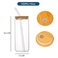thumbnail image 2 of Vaso de vidrio de borosilicato transparente con tapa de bambú y pajita reutilizable para uso amplio, vaso portátil ecológico adecuado para bebidas frías o calientes, 2 piezas, 2 of 6