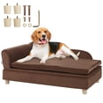 thumbnail image 1 of VEVOR Sofá para mascotas, sofá para perros y gatos de tamaño pequeño, sofá cama suave y aterciopelado para perros, sofá para gatos con carga de 60 libras, marrón oscuro, 1 of 5
