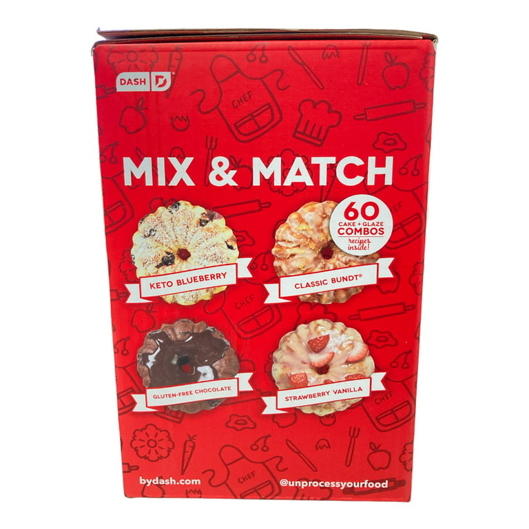Dash Mini Bundt Cake Maker 350W Red Heart Shaped Love Valentine’s Wedding