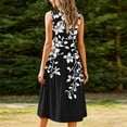 thumbnail image 6 of Women's Casual Sleeveless Midi A-Line Dress Crew Neck Abstract Geometric Print High Waisted Empire Waist Flare Swing Dress Breathable Flowy Summer Daily Wear Office Apparel, 6 of 7