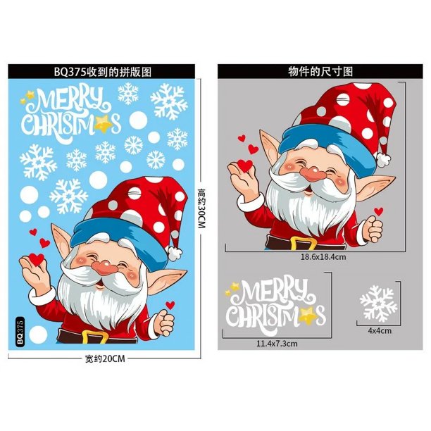 Pegatinas de cristal con forma de corona navideña de dibujos animados, hombre de jengibre, Papá Noel, muñeco de nieve, alce, decoración navideña 2025