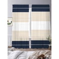 thumbnail image 3 of Navy Beige Striped Semi Sheer Window Curtains 96 Inches Long, Gradient Geometric Blue White Rod Pocket Voile Silky Chiffon Curtain Light Filtering Drapes for Living Room, Kitchen, 52"x96", 2 Panels, 3 of 9