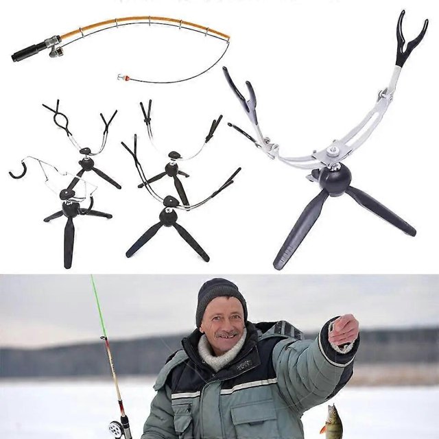 Portable Ice fishing rod holder Tripod Ground rack fishing rod stand Fshing aid Adjustable Fishing handle support Winter