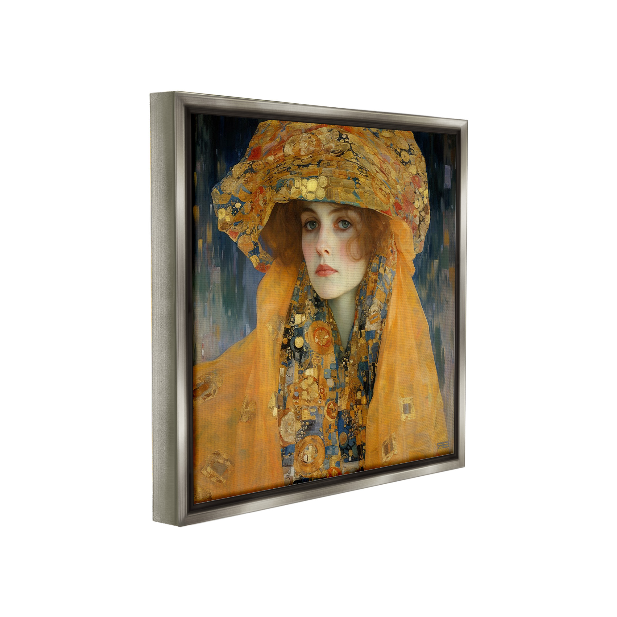Stupell Industries Traditional Patterned Portrait Abstract Painting Gray Floater Framed Canvas Art Print Wall Art, 25 x 25