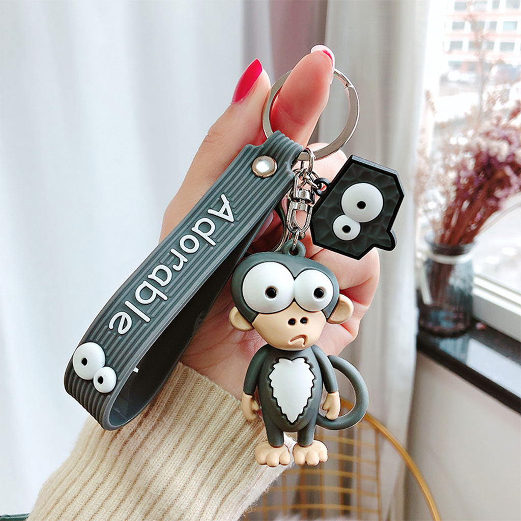 Cartoon Monkey Keychains Cute Silicone Key Chain Lovers for Men Women Handbag Ornaments Bag