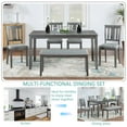 thumbnail image 4 of UHOMEPRO 6 Piece Dining Table Set with Bench and Chairs, Dining Table Set for 6, Rectangular Wooden Dining Table with 4 Upholstered Chairs and Bench, Dining Room Set for Kitchen, Gray A, 4 of 12