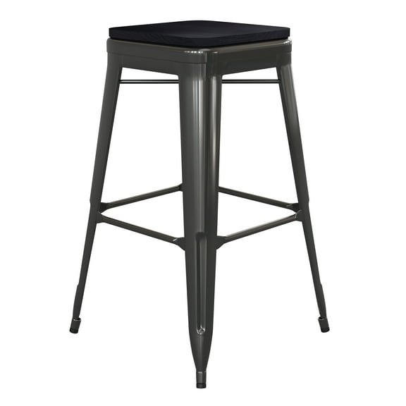 Flash Furniture Cierra 24"H Backless Counter Stool, Silver/Gray, Set of 4