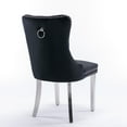 thumbnail image 6 of Set of 2 Velvet Dining Chairs with High Backrest, Modern Mid-Century Style Upholstered Chairs with Stainless Steel Legs, Black and Silver, 6 of 9