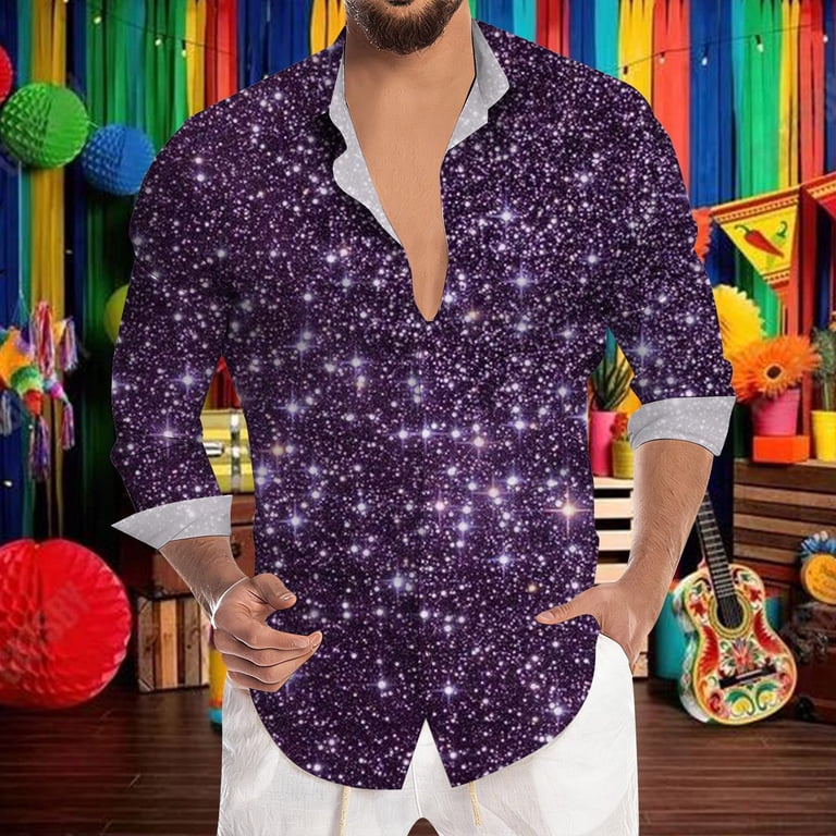 mens sequin dress shirt Amazon.com: WDIRARA Men's Sequin Color Block Short Sleeve Collared Neck Button Down Shirt Party Club Tops Black Metallic XS : Clothing, Shoes & Jewelry