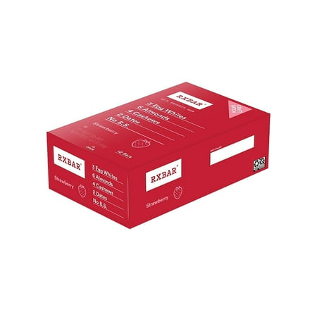 RXBAR Protein Bars, 12g Protein, Gluten Free Snacks, Strawberry, 22oz Box (12 Bars)