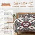 thumbnail image 6 of Red Grey White Bedding Duvet Cover Set Queen Size 4 Pieces Bohemian Ethnic Vintage Texture Bedding Set with Zipper Closure, 1 Comforter Cover 90x92 Inches 1 Flat Sheet & 2 Pillow Cases, 6 of 7