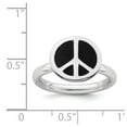 thumbnail image 5 of 925 Sterling Silver Stackable Expressions Polished Black Enameled Peace Sign Ring Size: 8; for Adults and Teens; for Women and Men, 5 of 5