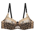 thumbnail image 4 of Sakmal Women's Bras Underwire Lace Seamless Balconette Gold Comfort Bras for Women 2X, 4 of 5