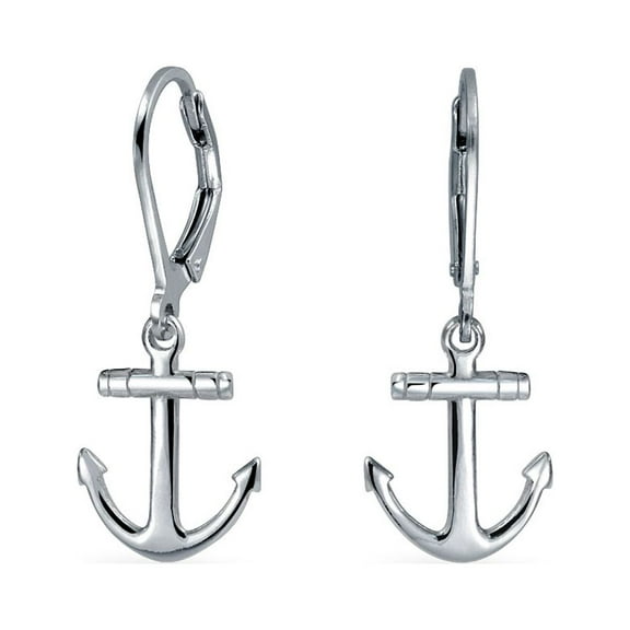Bling Jewelry Womens Tropical Beach Anchor Leverback Dangle Earrings 14K Gold Plated Sterling Silver