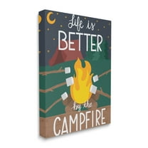Stupell Industries Life's Better by Campfire Phrase Outdoor Summer Adventure Typography Painting Gallery Wrapped Canvas Print Wall Art, 30 x 40