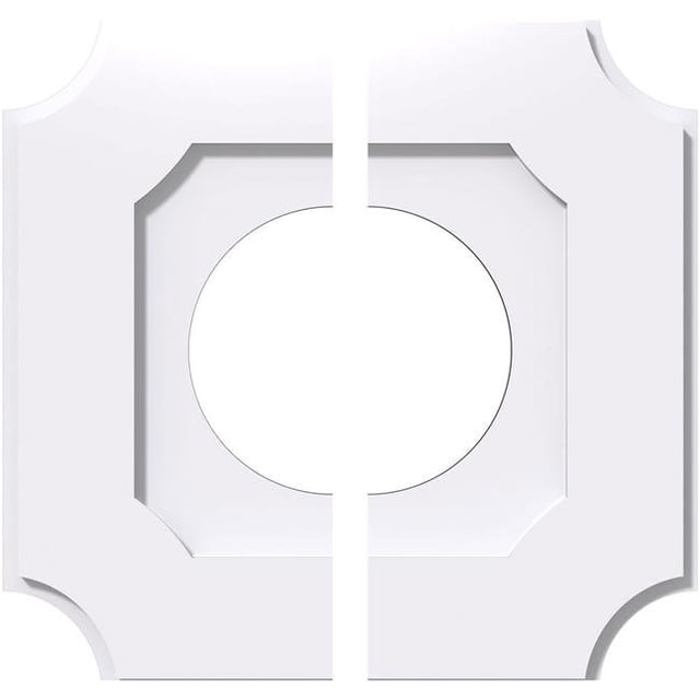 Ekena Millwork CMP14LE2-06000 14 in. OD x 6 in. ID Square Locke Architectural Grade PVC Contemporary Ceiling Medallion - 2 Piece