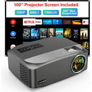 VILINICE Mini Projector Native HD 1080P & 300'' LCD Giant Screen, 4K Video Support with 100'' Display for Outdoor Movie and Home Theater