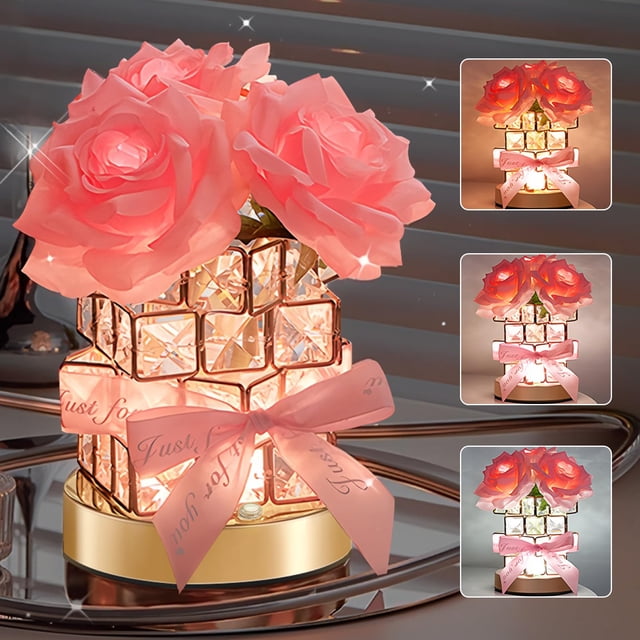 Lámpara táctil Crystal Rose recargable, inalámbrica, de Lamp ONXE