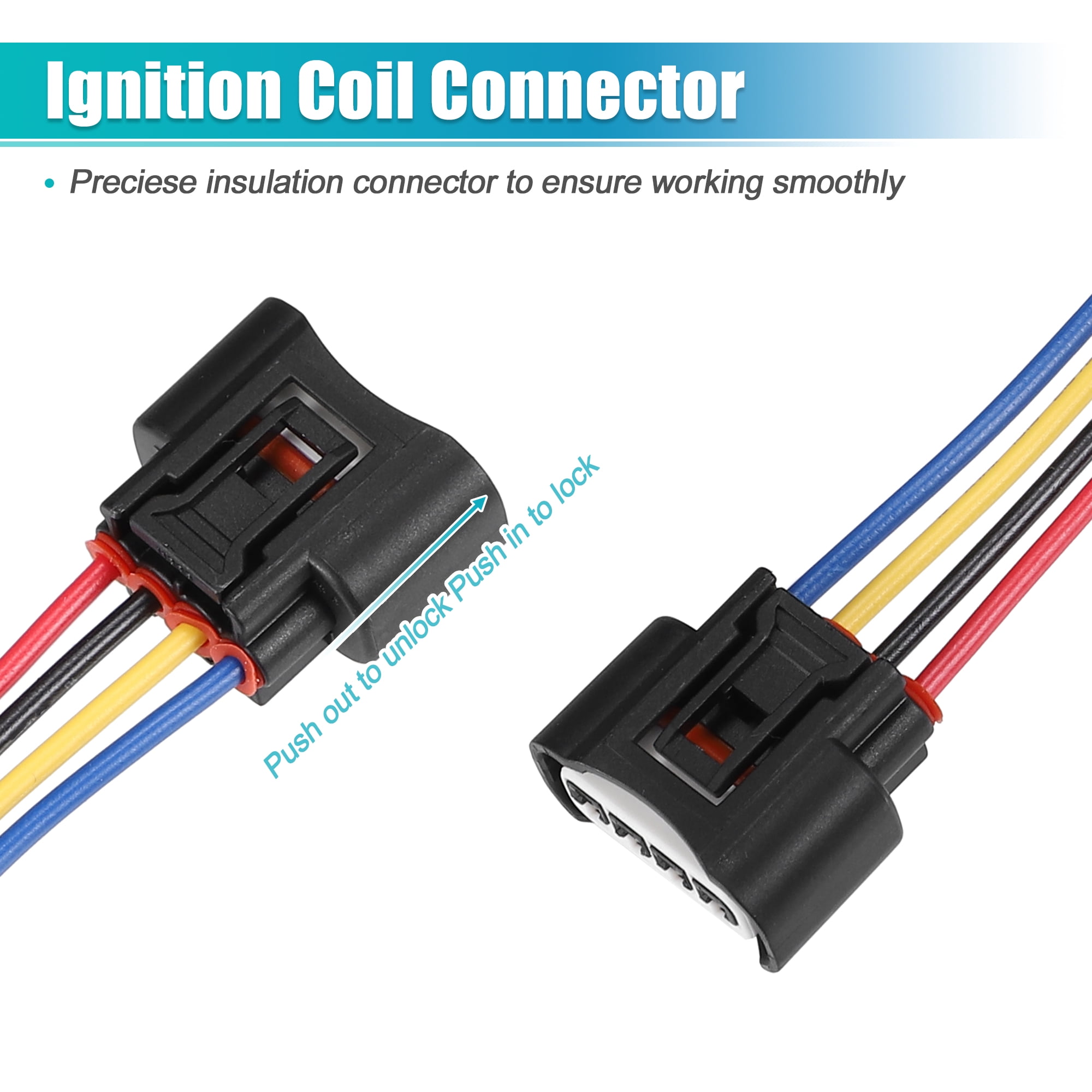 2002-2010 Toyota Camry 2.4L Ignition Coil Female Connector Plug Harness For 4PCS | Direct Replacement | 1 Year Manufacturer Warranty