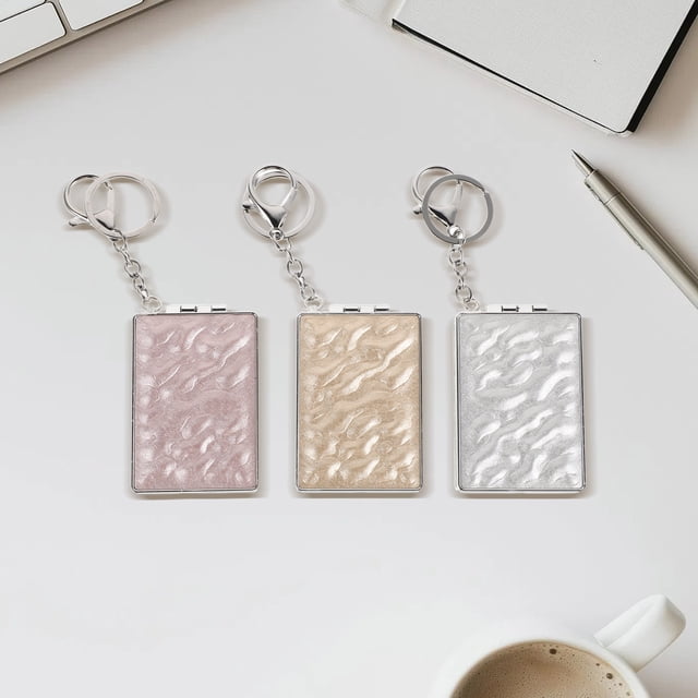 KALLORY 3Ud Espejo De Mano Doble Plegable Metal Para Maquillaje Portátil