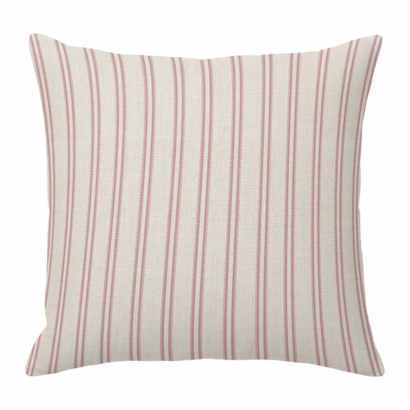 Throw Pillow Covers 18x18 Inch, Pink Lines Decorative Pillow Cases for Couch Sofa Bed, Modern Vertical Striped Farmhouse Vintage Cotton Linen Square Home Decor Pillowcases with Hidden Zipper