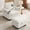 Beige, variant on Noble House Edwin Chenille Manual Recliner Chair with Ottoman, Hidden Storage & Cup Holders, Reading Single Sofa, Blue