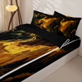 thumbnail image 3 of Homewish Rustic French Bulldog Zipper Twin Comforter Sets with Fitted Sheet and 2 Pillowcases,Retro Animal Zipper Bedding Set,Golden,Black Reversible,4pcs, 3 of 8