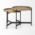 thumbnail image 3 of Marquisa 22.5L x 22.5W x 20.8H Brown Wood & Black Metal Base Nesting Side Tables, 3 of 12