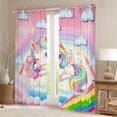 thumbnail image 2 of Homewish Colorful Cute Unicorn Black Out Curtains,Kawaii Rainbow Stars Pattern Curtains Pack of 2 (42x63 Each), Magic Animal Bedroom Curtains For Girls Teens,Super Cozy Room Decor, 2 of 6