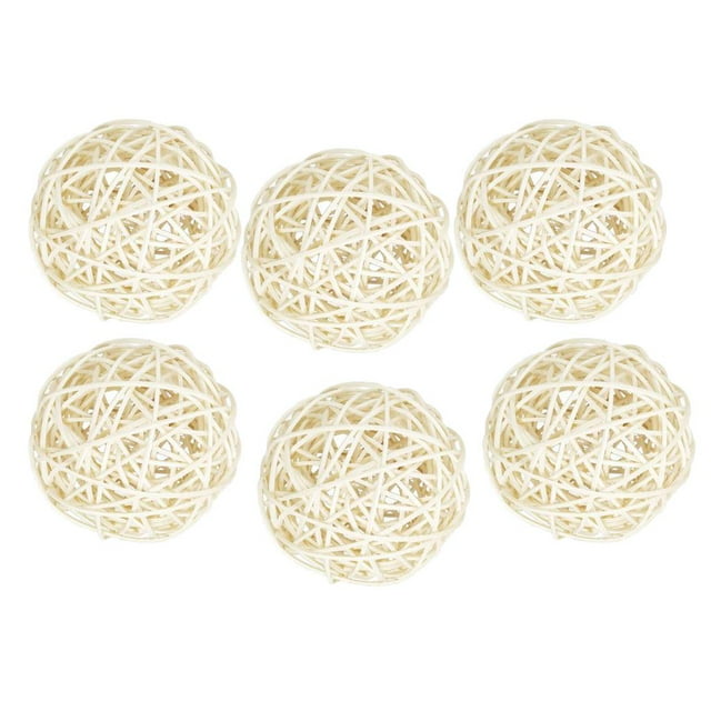 jifeng 6Pcs 6cm Wicker Rattan Vine Ball DIY Ornaments Crafts white