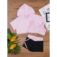thumbnail image 3 of Jizyo Kids Training Outfit Sport Tracksuit Girls Dance Crop Hoodie Gymnastics Tank Top and Yoga Pink 8, 3 of 7