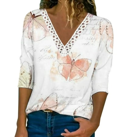 

Bospose Long Sleeve Shirt Women Women V-Neck Shirt Corset Shirt Lace Top White Dress Shirt For Women Casual Women S Summer Gradient Print Regular Top Popular Lady Top Top/Shirt L