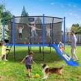 thumbnail image 7 of Jump Into Fun Trampoline 12FT 14FT 15FT 16FT, Trampoline with Slide, Enclosure, Basketball Hoop, Wind Stakes and Ladder, 1200LBS Trampoline for 1-2 Adults/ 5-6 Kids, Outdoor Recreational Trampoline, 7 of 7