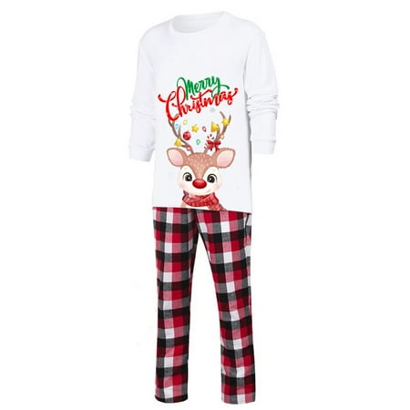 

Christmas Pjs Deer Plaid Print Long Sleeve T Shirt Top And Pants Xmas Sleepwear Holiday Family Matching Pajamas Outfit