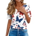 thumbnail image 6 of VKOYWKM 4th of July Shirt for Women Patriotic American Flag Henley Shirts Independence Day Short Sleeve T-Shirts Casual Button V Neck Star Stripe Graphic Tees Tunic Tops, 6 of 9
