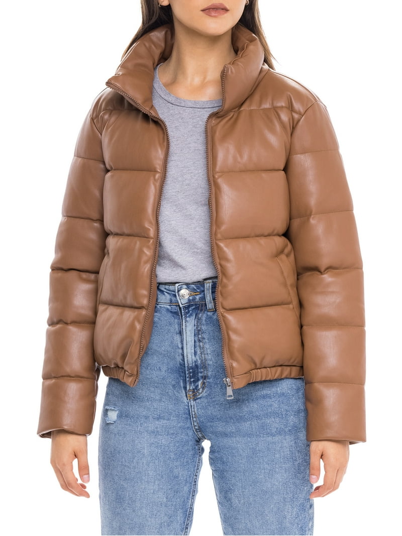 by Sebby Faux Leather Puffer Jacket (Women's)
