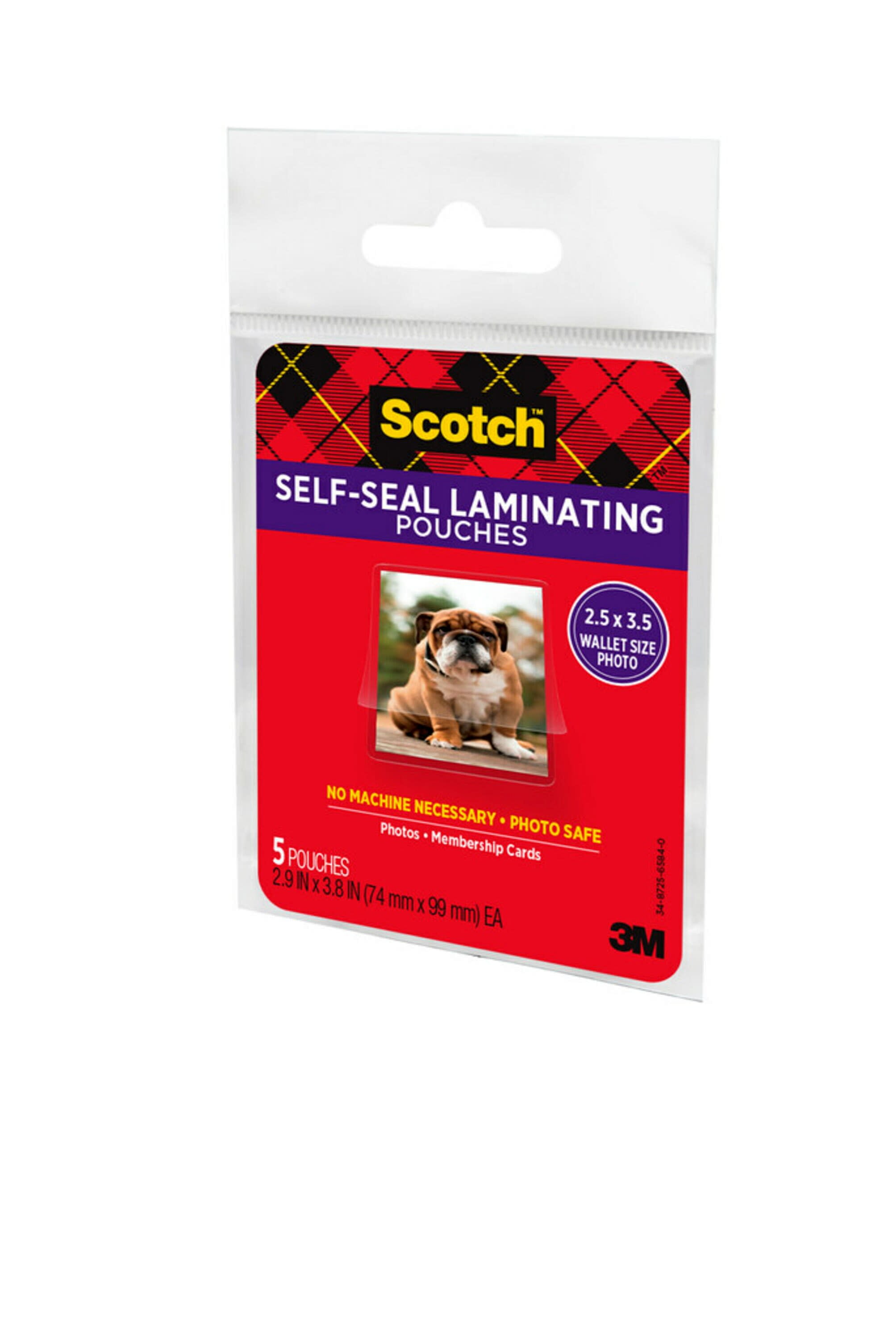 Scotch Self Sealing Laminating Pouches 5 Count 2 5 X 3 5 9 5 Mil Thick Walmart Com