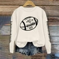 thumbnail image 2 of Holzkary Football Sweatshirts for Women Game Day Graphic Print Pullover Shirts Long Sleeve Crewneck Fall Fashion Tops American Football Print Solid Color Round Neck Ladies Sweatshirt Beige L, 2 of 3